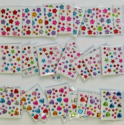 Mini Sparkle Rhinestone Sticker Sheets - 1pc