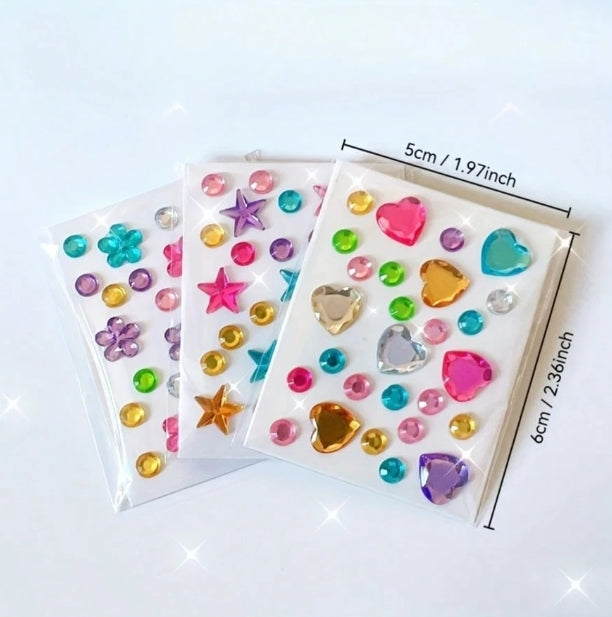 Mini Sparkle Rhinestone Sticker Sheets - 1pc