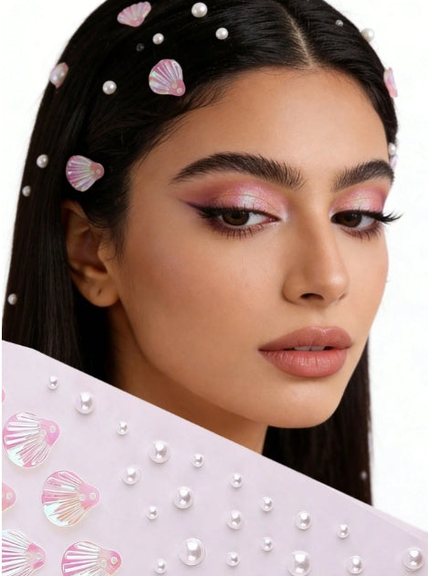 Pearl & 3D Hair Rhinestone Stickers - 1 Sheet