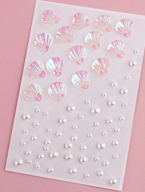 Pearl & 3D Hair Rhinestone Stickers - 1 Sheet