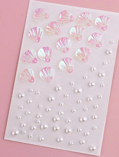 Pearl & 3D Hair Rhinestone Stickers - 1 Sheet