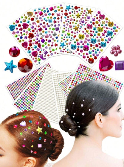 Colorful 3D Gem Sticker Sheets - Randomly Sent