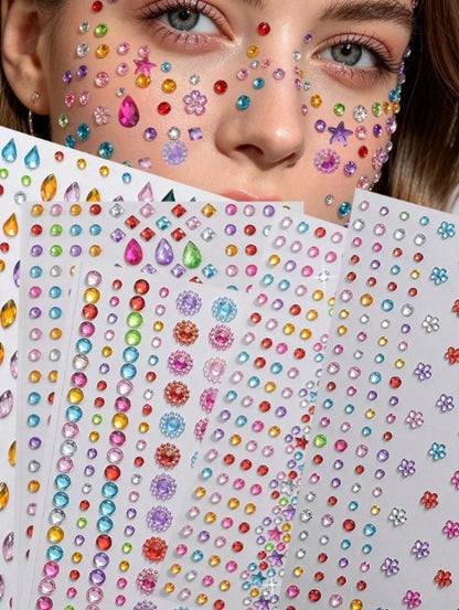 Colorful Rhinestone Pearl Sticker Sheets