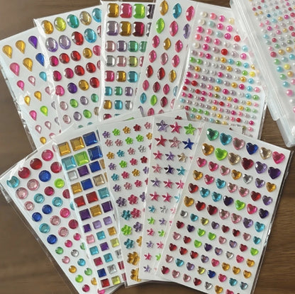Colorful 3D Gem Sticker Sheets - Randomly Sent
