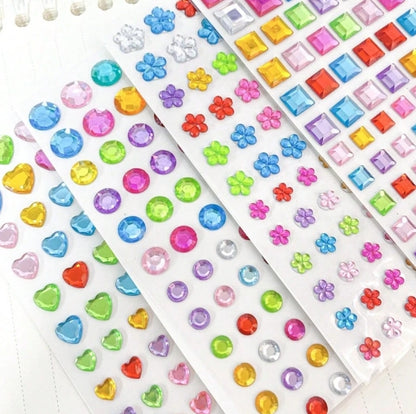Colorful 3D Gem Sticker Sheets - Randomly Sent
