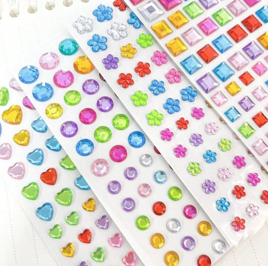 Colorful 3D Gem Sticker Sheets - Randomly Sent