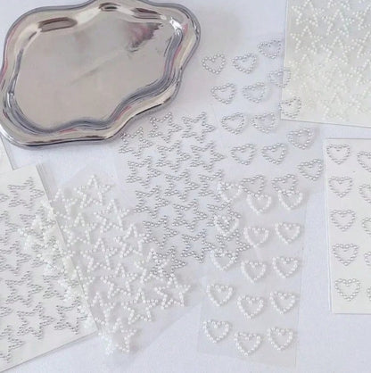Colorful Rhinestone Pearl Sticker Sheets
