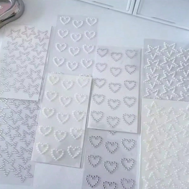 Colorful Rhinestone Pearl Sticker Sheets