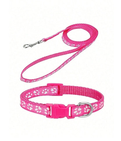 Pink collar set for small dogs and cats with bell