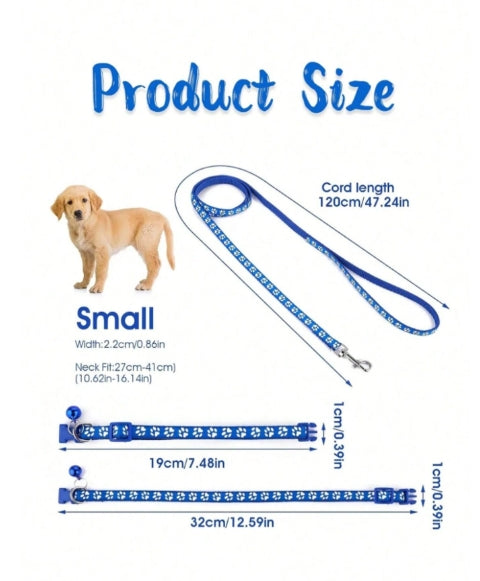 Pink collar set for small dogs and cats with bell