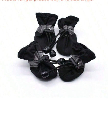 4pcs Black Pet Waterproof Anti-Slip Boots -- SIZE LARGE