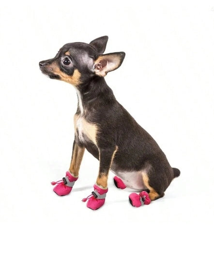 4pcs Black Pet Waterproof Anti-Slip Boots -- SIZE LARGE