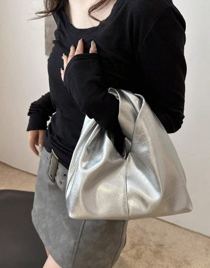 Cloud Shaped Women's Silver Shoulder Bag
