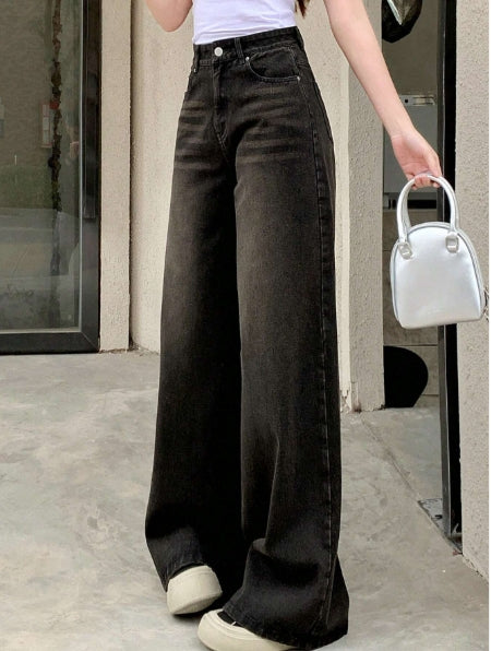 Wide jeans with washed fly-up Size SMALL