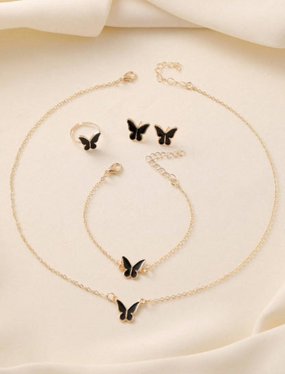 4pcs Butterfly Jewelry Set
