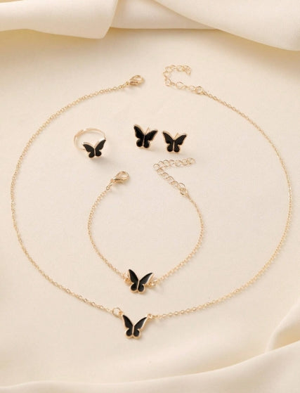 4pcs Butterfly Jewelry Set
