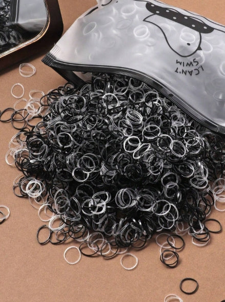 1000pcs/Set Elasticity Hair Ties+ Zipper Bag