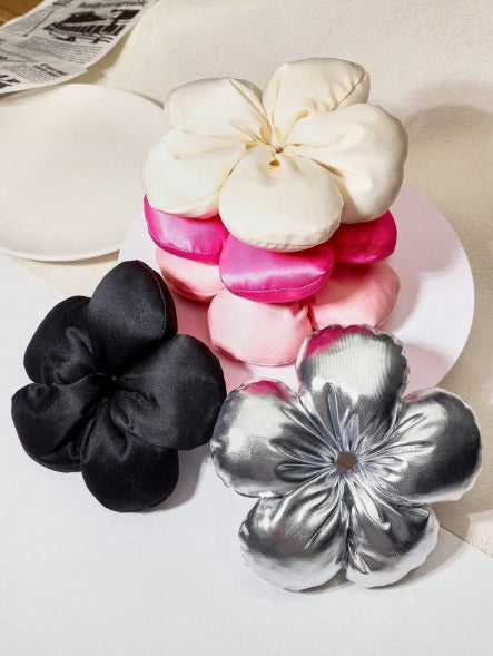 Luna Silky 3D Puff Floral Scrunchie