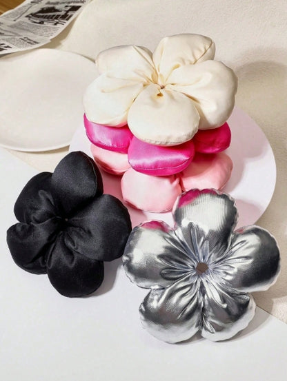 Luna Silky 3D Puff Floral Scrunchie
