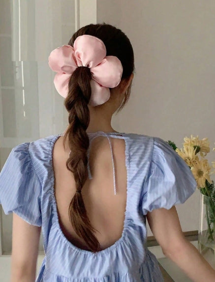 Luna Silky 3D Puff Floral Scrunchie