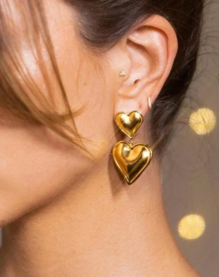 Golden Crush Heart Earrings