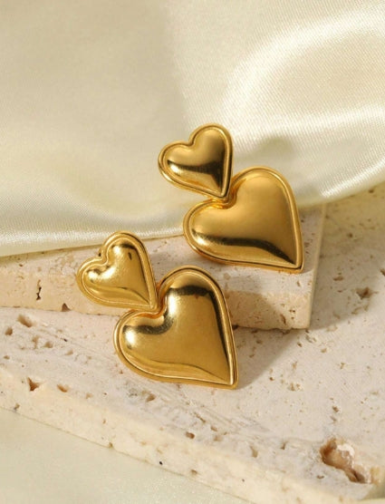 Golden Crush Heart Earrings