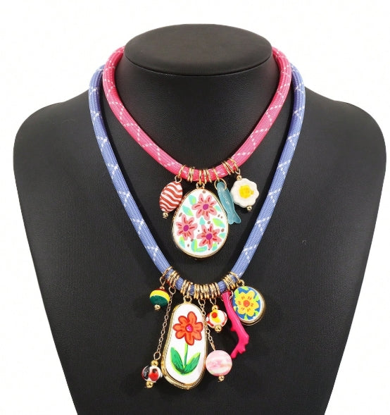 1pc Bohemian Multi-element Flower Necklace