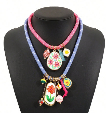 1pc Bohemian Multi-element Flower Necklace
