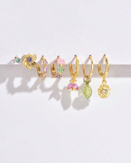 7pcs Floral Earrings Set