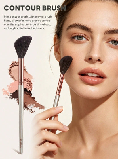 MAANGE 3pcs Professional Makeup Brush Set With Fan, Powder & Blush Brush