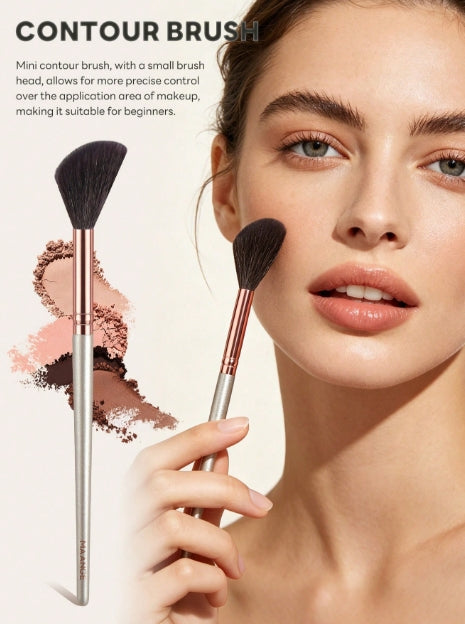 MAANGE 3pcs Professional Makeup Brush Set With Fan, Powder & Blush Brush