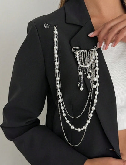 Statement Chain Brooch — Silver