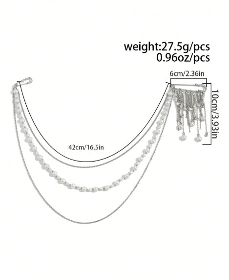 Statement Chain Brooch — Silver