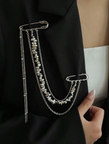 Statement Chain Brooch — Silver