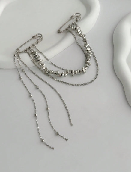 Statement Chain Brooch — Silver