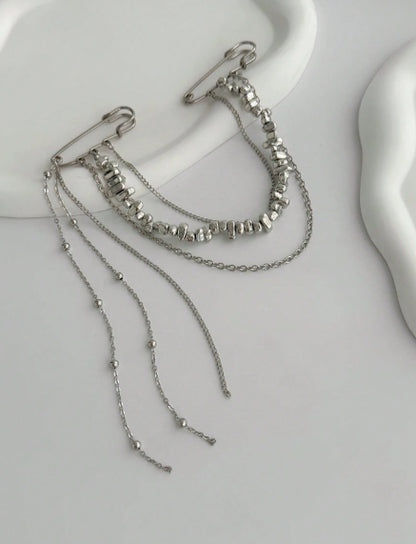 Statement Chain Brooch — Silver