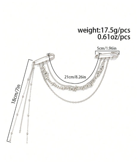 Statement Chain Brooch — Silver