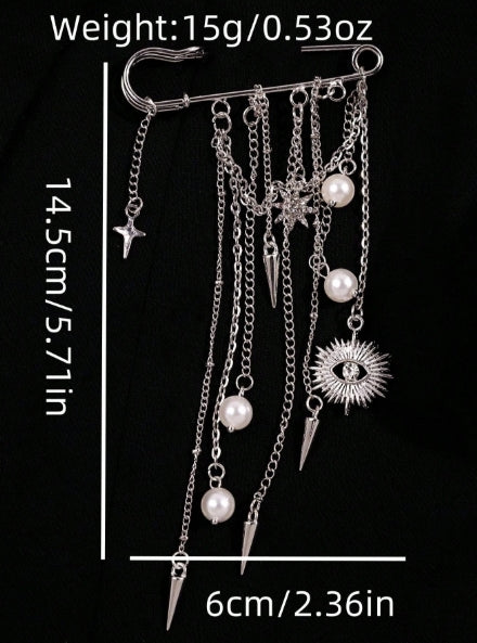 Statement Chain Brooch — Silver