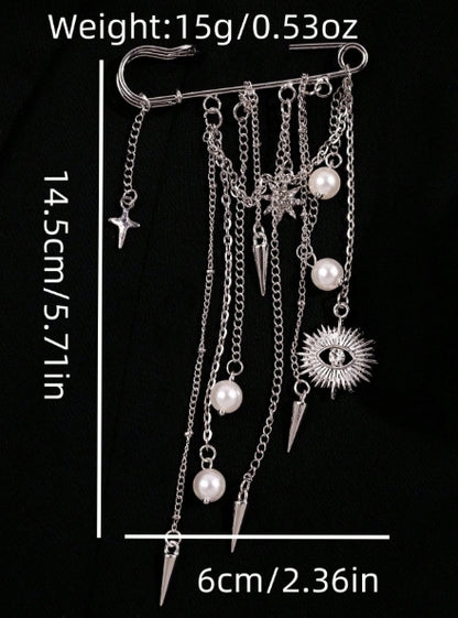 Statement Chain Brooch — Silver