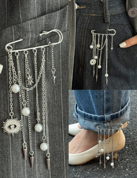 Statement Chain Brooch — Silver