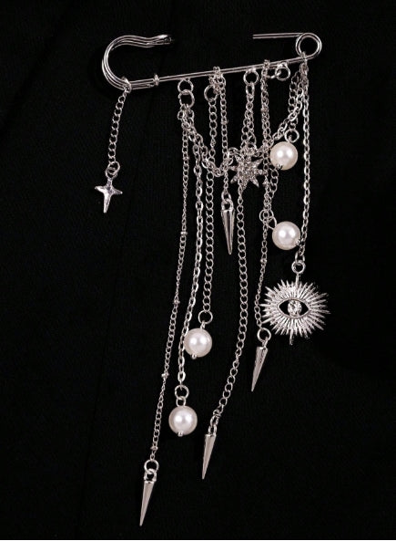 Statement Chain Brooch — Silver