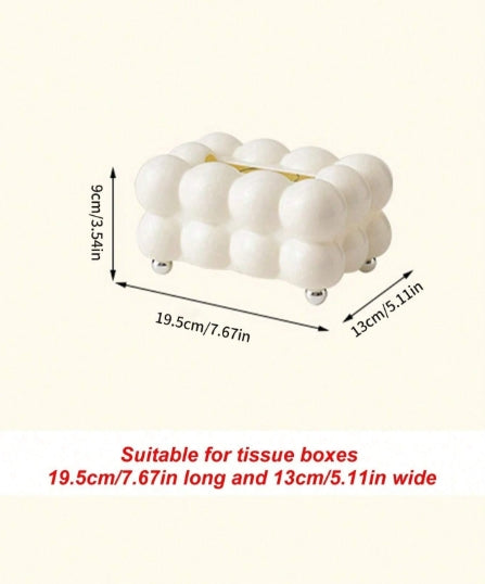 1pc Cream-Colored Plastic Cute Marshmallow Shaped Tissue Box
