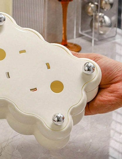 1pc Cream-Colored Plastic Cute Marshmallow Shaped Tissue Box
