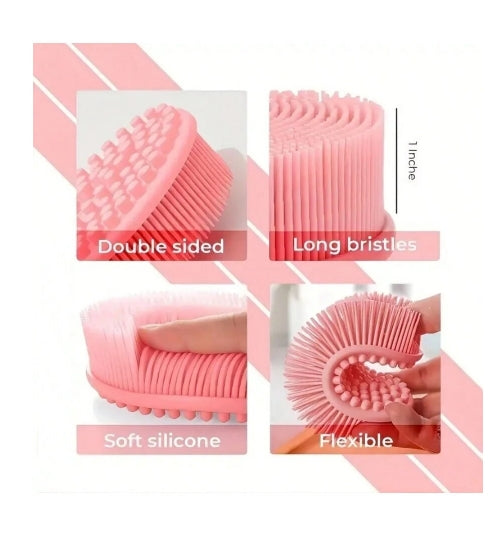 1pc Silicone pink cleaning brush