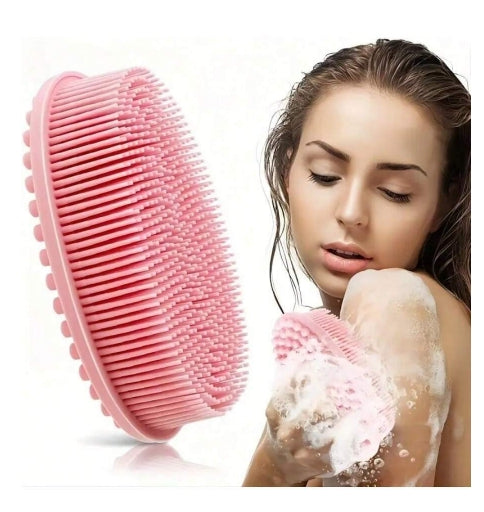 1pc Silicone pink cleaning brush