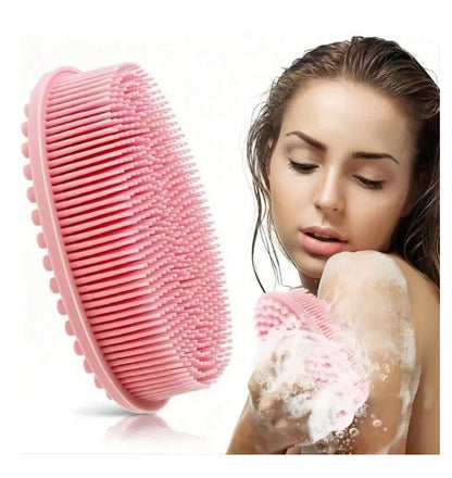 1pc Silicone pink cleaning brush