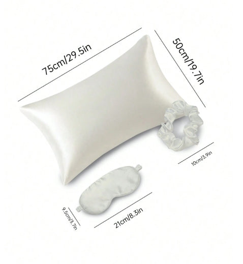 3pcs Satin set (pillow case + eye mask + scrunchie)