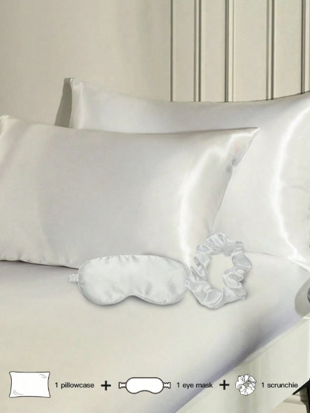 3pcs Satin set (pillow case + eye mask + scrunchie)