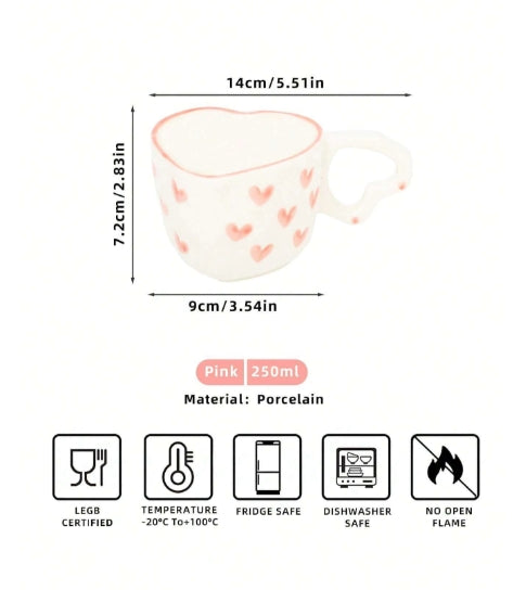 1pc White heart mug 250ml