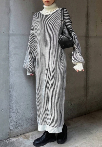 FRIFUL Women's Long Sweater Dress Round Neck Long Sleeves -- SIZE XL